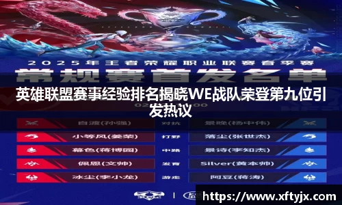 英雄联盟赛事经验排名揭晓WE战队荣登第九位引发热议